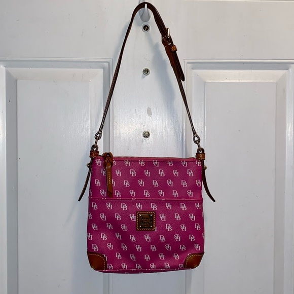 Dooney & Bourke Handbags - Dooney & Bourke pink and brown leather shoulder bag.